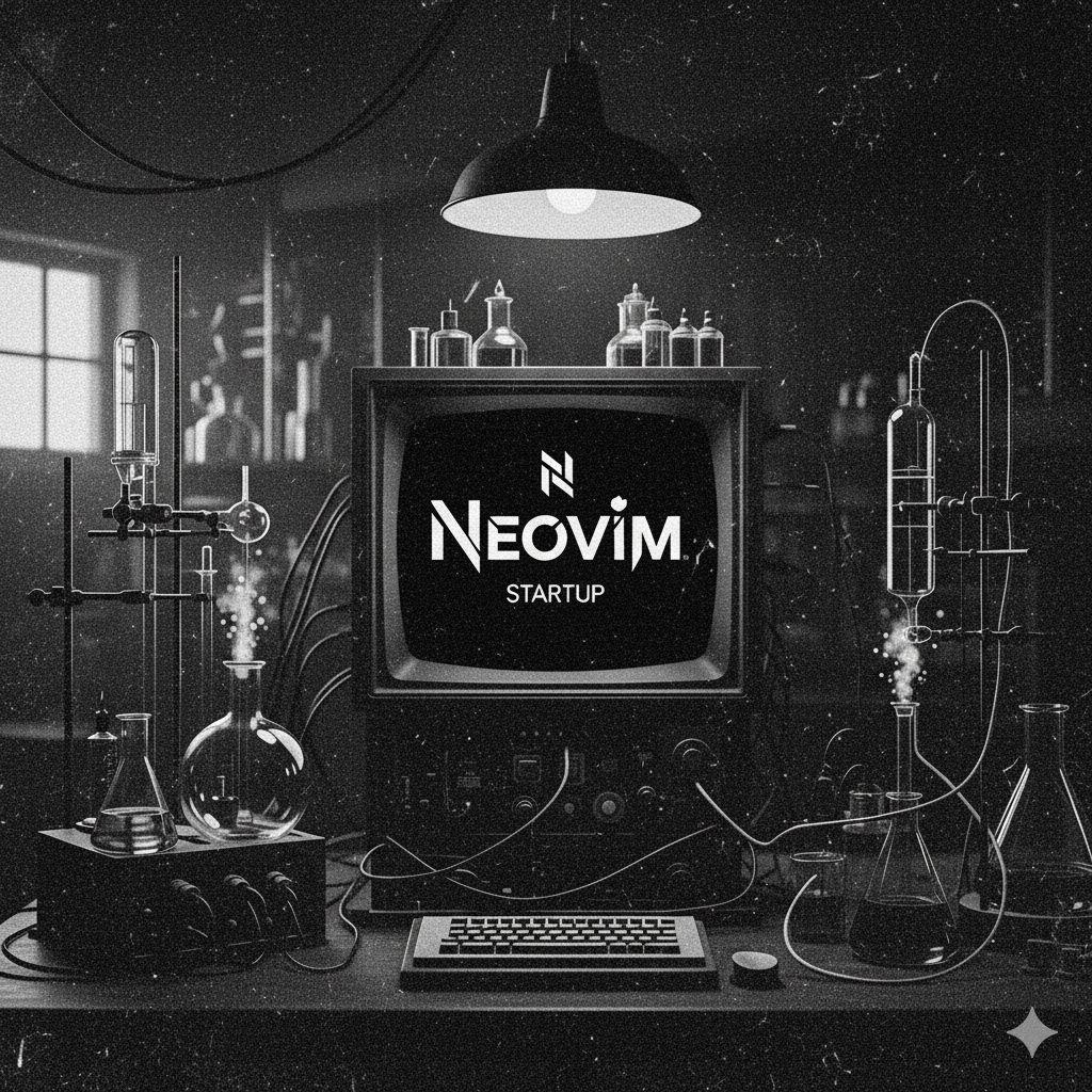 An old lab with a computer in the middle showing neovim startup screen An old lab with a computer in the middle showing neovim startup screen